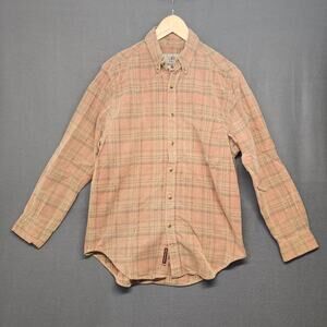 The Territory Ahead Shirt Small Plaid Corduroy Long Sleeve Button Up Orange